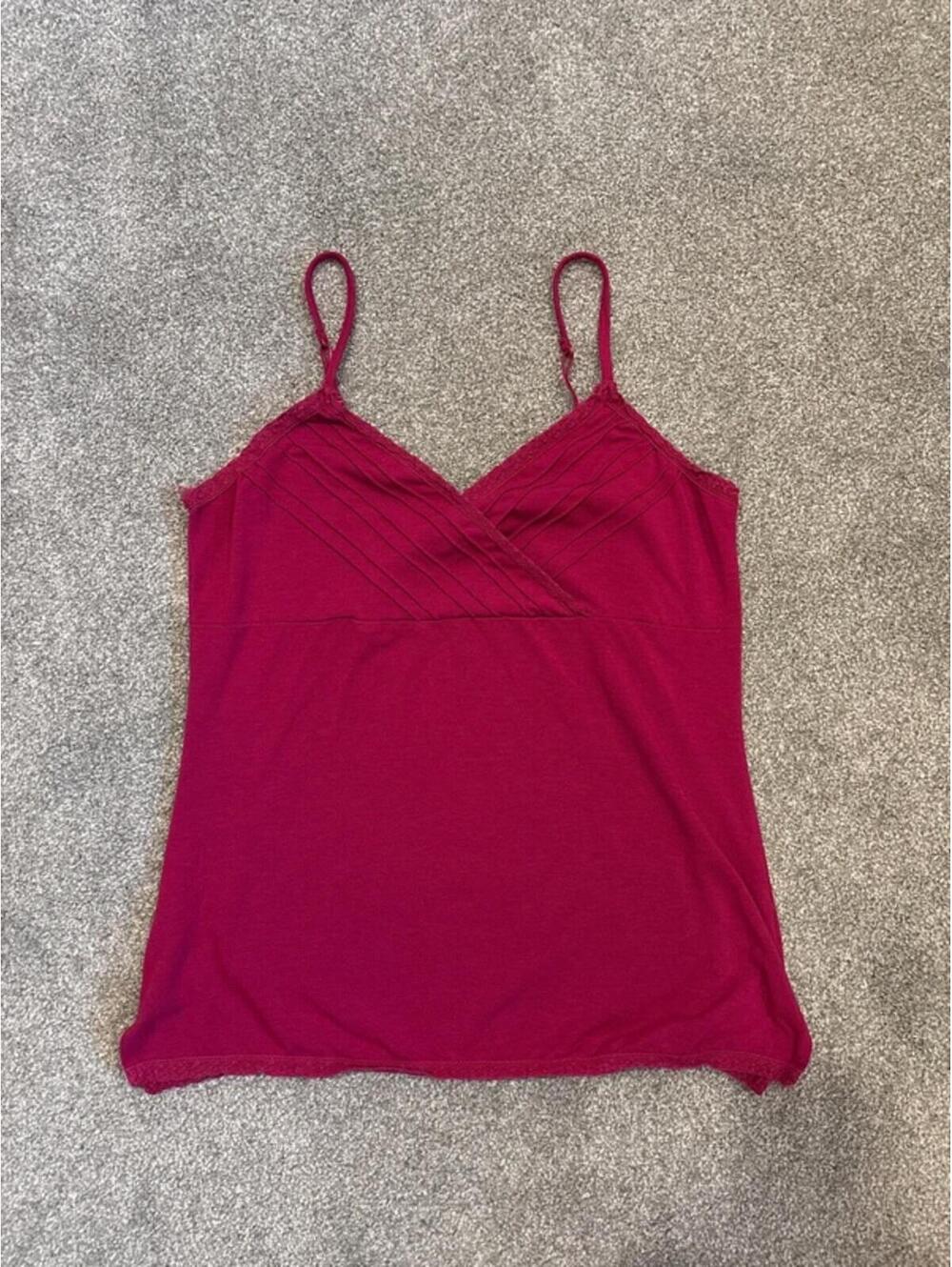 Y2K Apt 9 Hot Pink Double-Lace Criss-Cross Cami - L